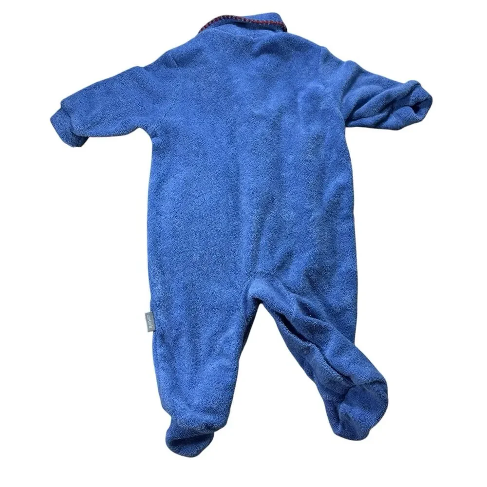 Vintage Carter’s Blue‎ Terry Sleeper Snap Footie Lion Roar Applique New S 0-3 M